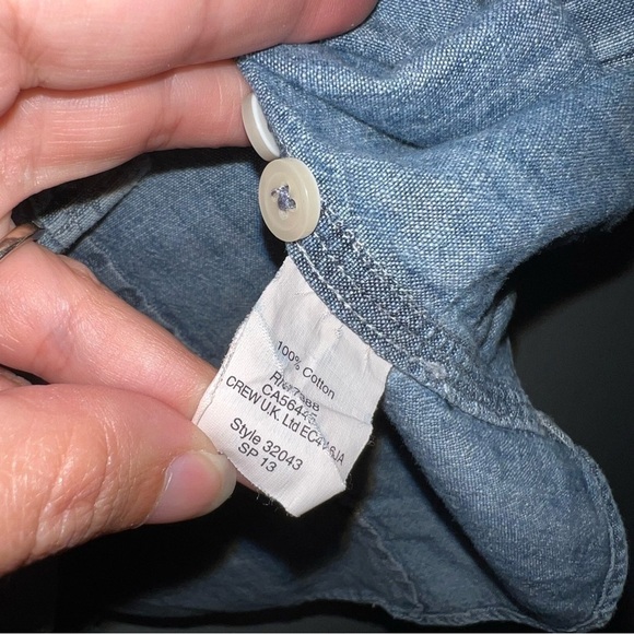 J. Crew factory chambray button down long sleeve roll tab shirt size xs - Picture 5 of 12